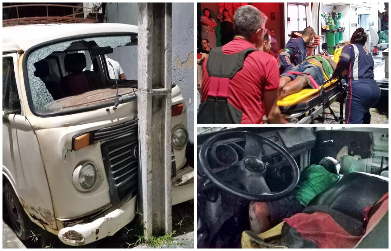 Motorista embriagado perde controle de Kombi e colide contra poste em São Miguel dos Campos