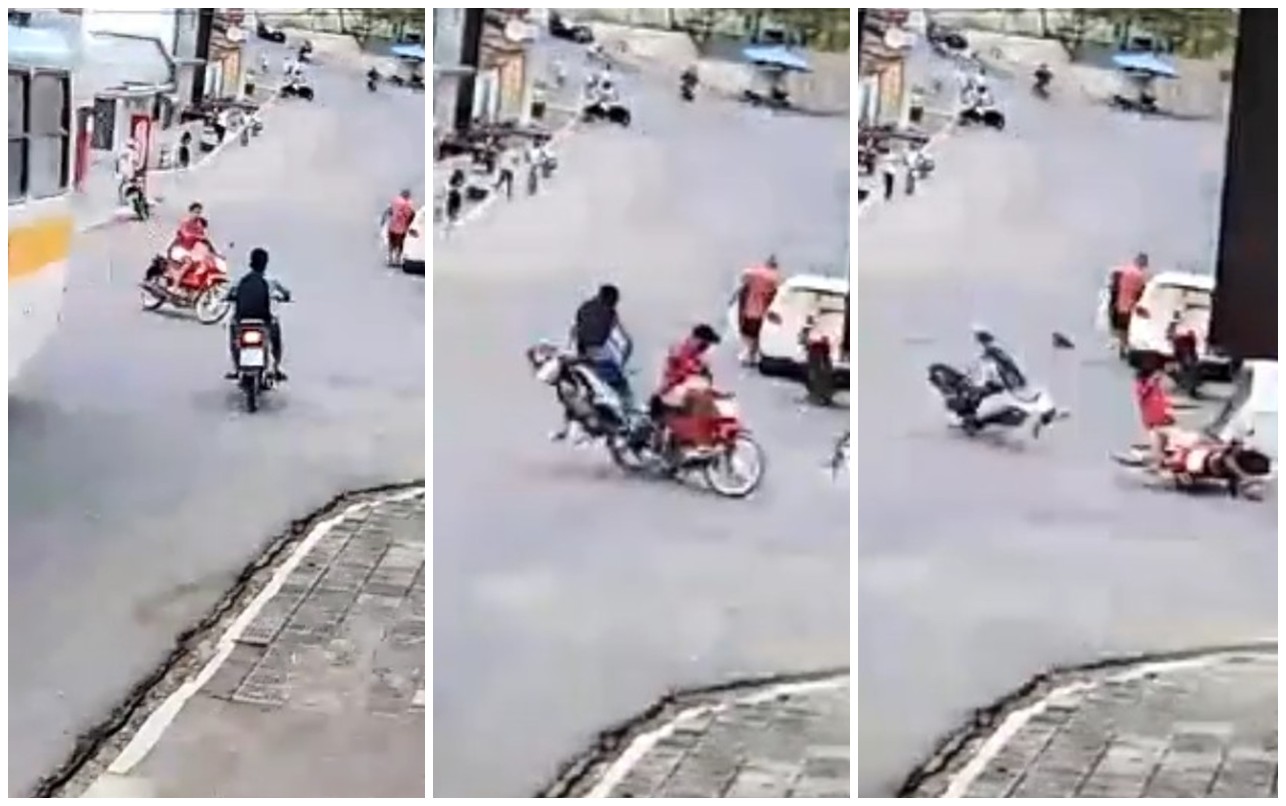 Assista: Câmeras flagram acidente entre moto conduzidas por menores em Boca da Mata