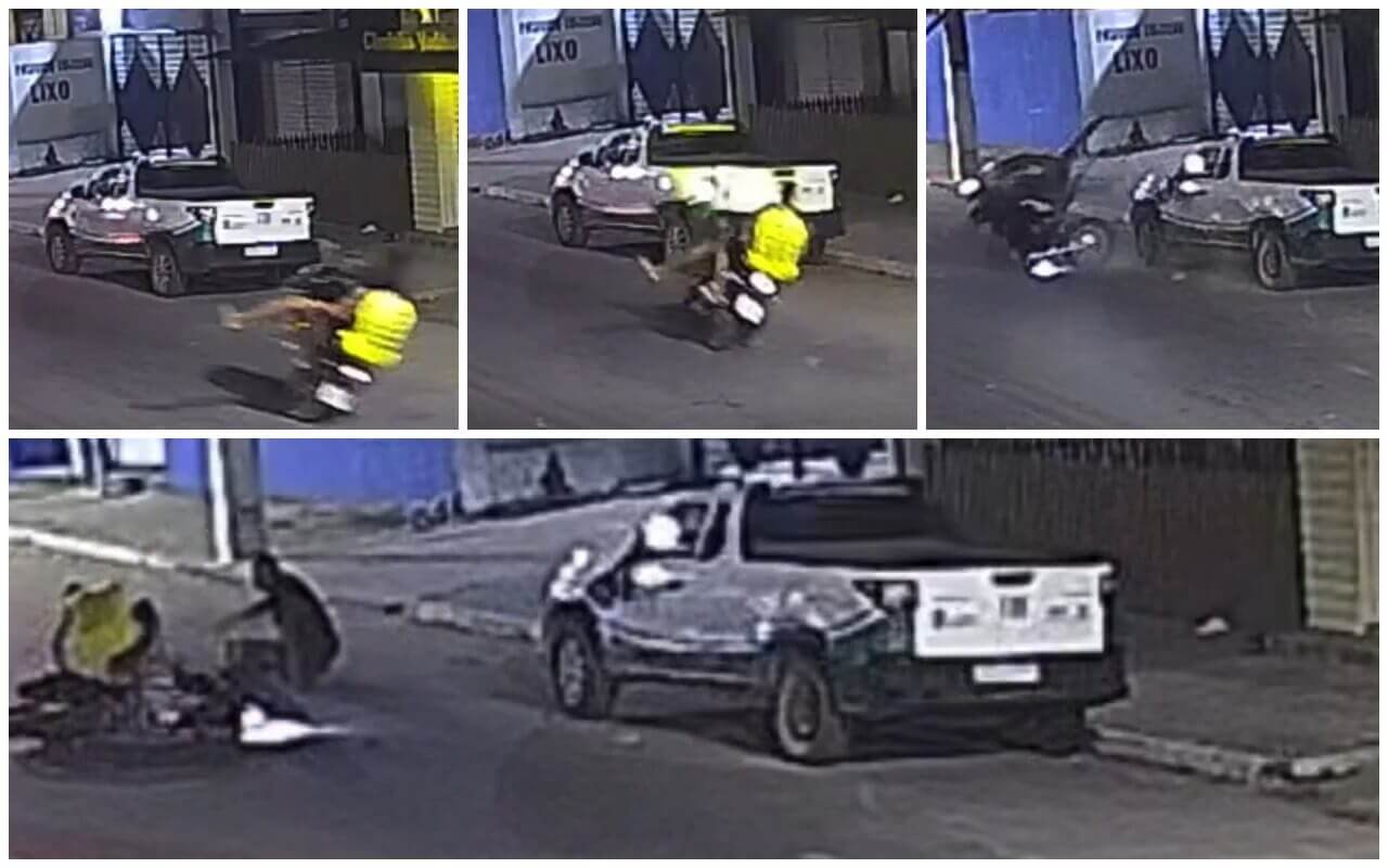 Assista: Vídeo flagra motociclista empinando e provocando acidente no Centro de São Miguel dos Campos